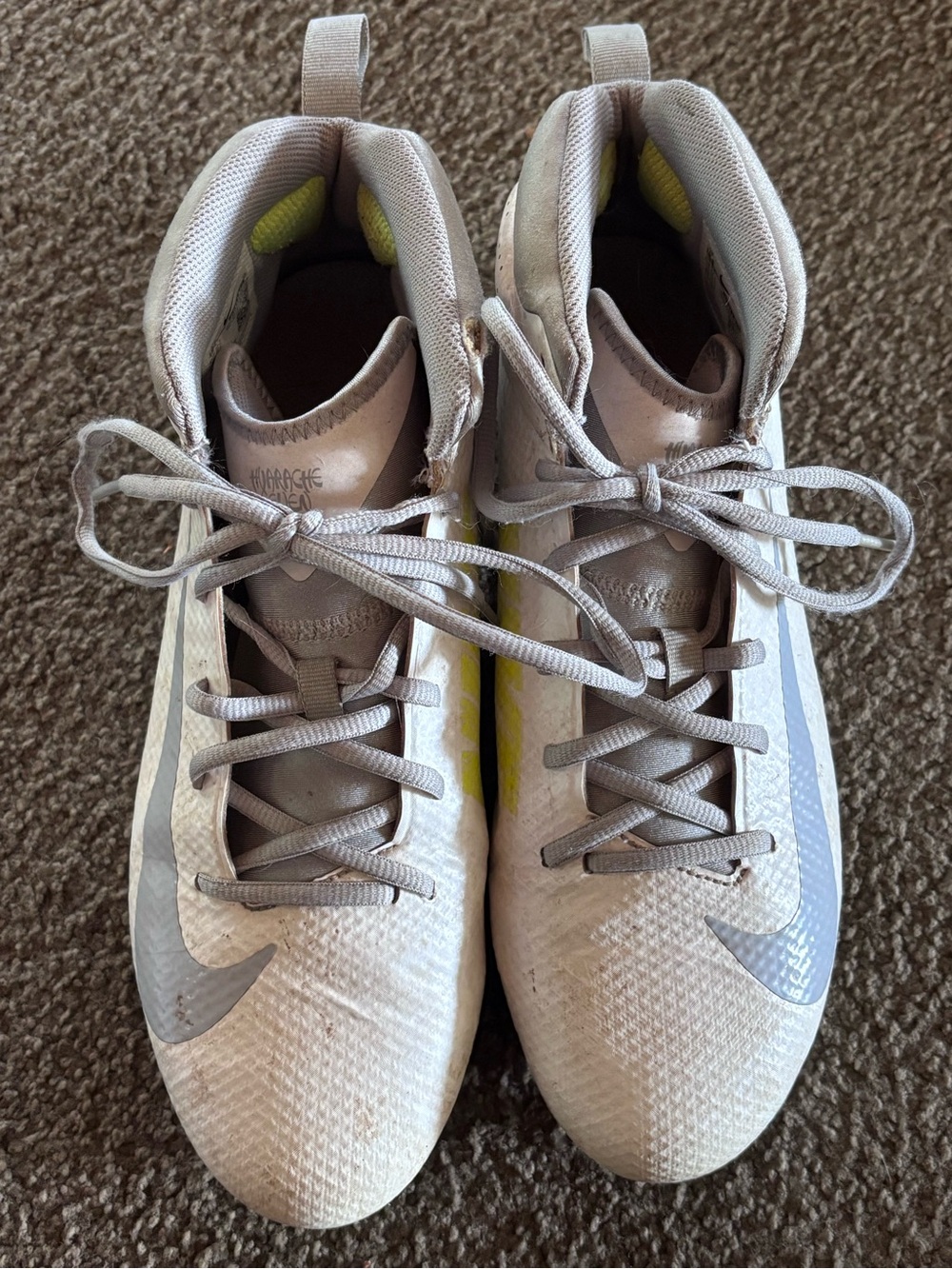 Nike Men’s Light Gray and Yellow High-Top Athletic Shoes
